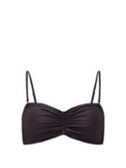 Matchesfashion.com Ganni - Ruched-front Recycled-material Bikini Top - Womens - Black