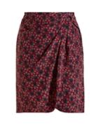 Matchesfashion.com Isabel Marant - Livia Crepe Leaf Print Ruffle Skirt - Womens - Navy Multi