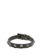 Matchesfashion.com Valentino - Rockstud Embellished Leather Bracelet - Mens - Khaki