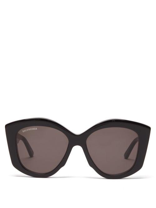 Matchesfashion.com Balenciaga - Power Butterfly Oversized Acetate Sunglasses - Womens - Black
