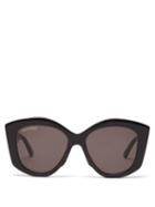 Matchesfashion.com Balenciaga - Power Butterfly Oversized Acetate Sunglasses - Womens - Black