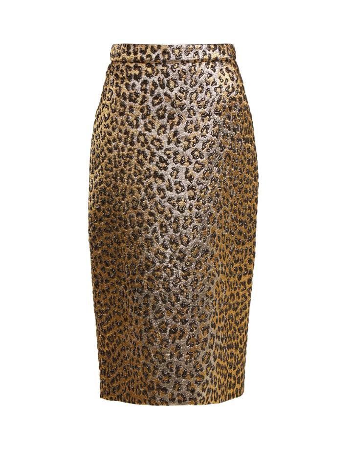 Gucci Leopard-print Jacquard Pencil Skirt