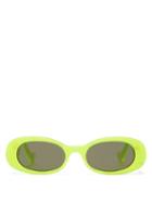 Matchesfashion.com Gucci - Oval Frame Pearlescent Acetate Sunglasses - Womens - Yellow Multi