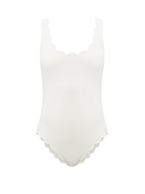 Matchesfashion.com Marysia - Palm Springs Scalloped-edged Swimsuit - Womens - White