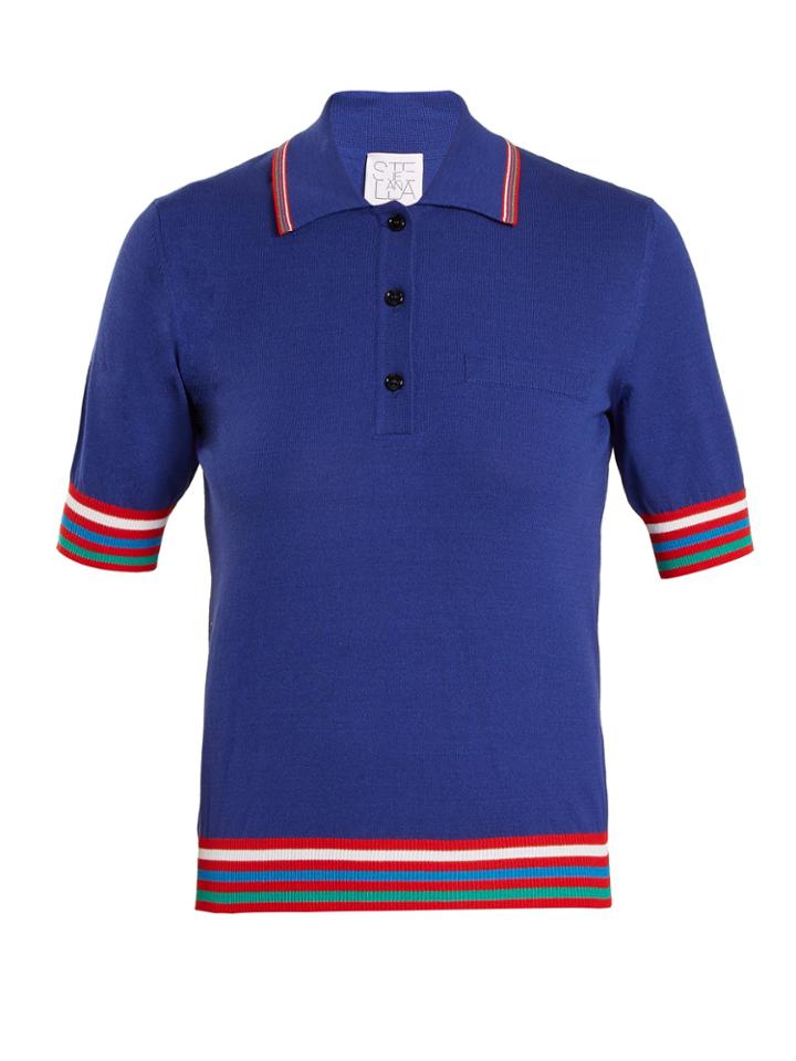 Stella Jean Contrast-striped Knit Polo Shirt