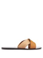 Matchesfashion.com A.emery - Ada Cross Strap Leather And Suede Slides - Womens - Tan