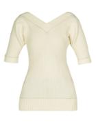 Bottega Veneta - Boat-neck Short-sleeved Ribbed-knit Sweater - Womens - Ivory