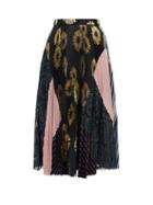 Matchesfashion.com Biyan - Miella Pleated Patchwork-taffeta Midi Skirt - Womens - Blue Multi