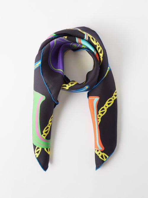 Gucci - Bag-print Silk-twill Scarf - Womens - Black Multi