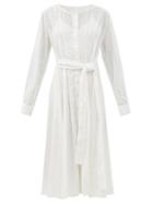 Matchesfashion.com Merlette - Clarendon Embroidered-eyelet Belted Cotton Dress - Womens - White