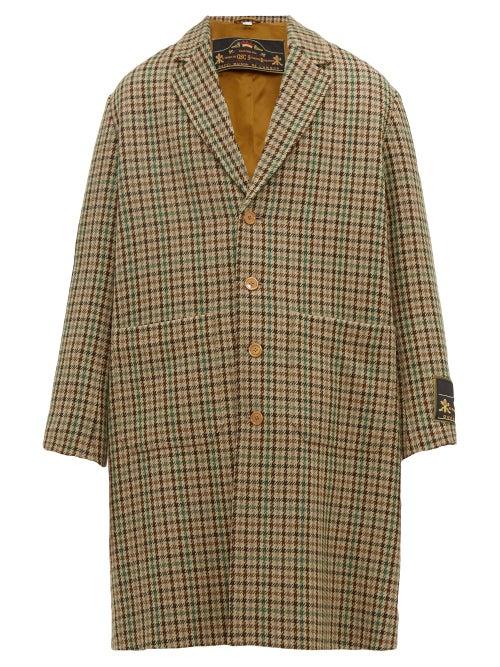 Matchesfashion.com Gucci - Single Breasted Houndstooth Wool Blend Coat - Mens - Brown Multi