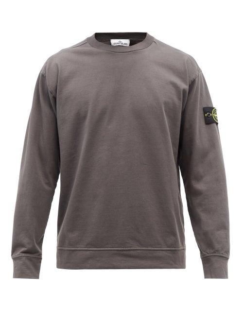 Stone Island - Logo-patch Garment-dyed Cotton-jersey Sweatshirt - Mens - Grey
