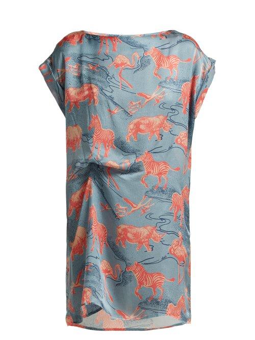 Matchesfashion.com Chufy - Ebel Silk Satin Dress - Womens - Blue Print