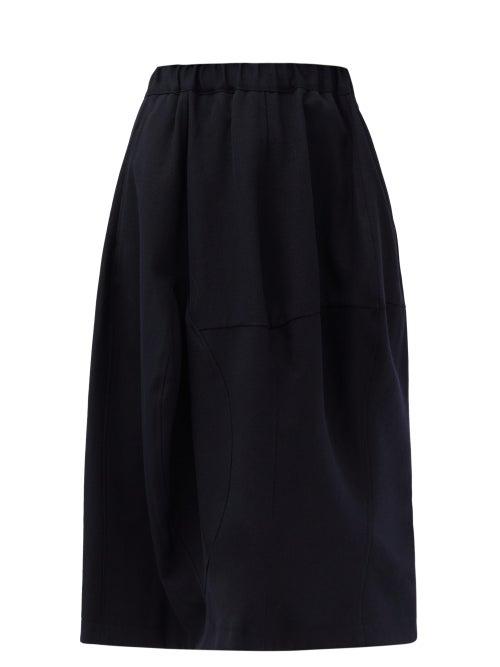 Matchesfashion.com Comme Des Garons Comme Des Garons - Panelled Wool-gabardine Suit Skirt - Womens - Navy