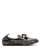 Lanvin Embellished Tweed And Leather Loafers