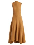 Matchesfashion.com Roksanda - Syve Twist Back Asymmetric Hem Wool Dress - Womens - Beige