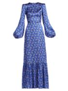 Matchesfashion.com The Vampire's Wife - Belle No.1 Firework Print Silk Satin Dress - Womens - Blue Print