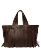 Matchesfashion.com Valentino Garavani - Free Fringe Grained-leather Tote Bag - Womens - Brown
