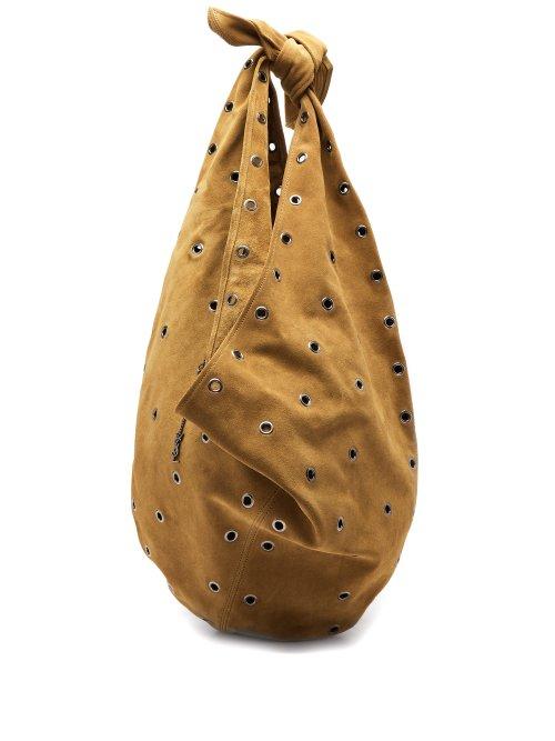 Matchesfashion.com Saint Laurent - Hobo Eyelet Embellished Suede Bag - Womens - Light Brown