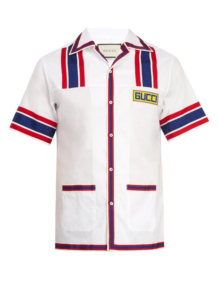 Gucci Contrast-trim Cotton-poplin Bowling Shirt