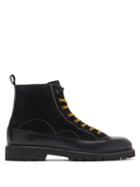 Matchesfashion.com Paul Smith - Buhl Topstitched Suede And Leather Boots - Mens - Black