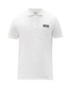Matchesfashion.com Valentino - Vltn Logo-patch Cotton-piqu Polo Shirt - Mens - White