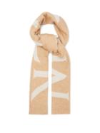 Matchesfashion.com Moncler - Logo Jacquard Wool Blend Scarf - Womens - Camel