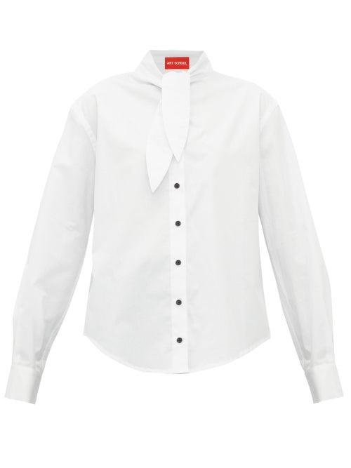 Matchesfashion.com Art School - Hunter Necktie Cotton Poplin Shirt - Womens - White