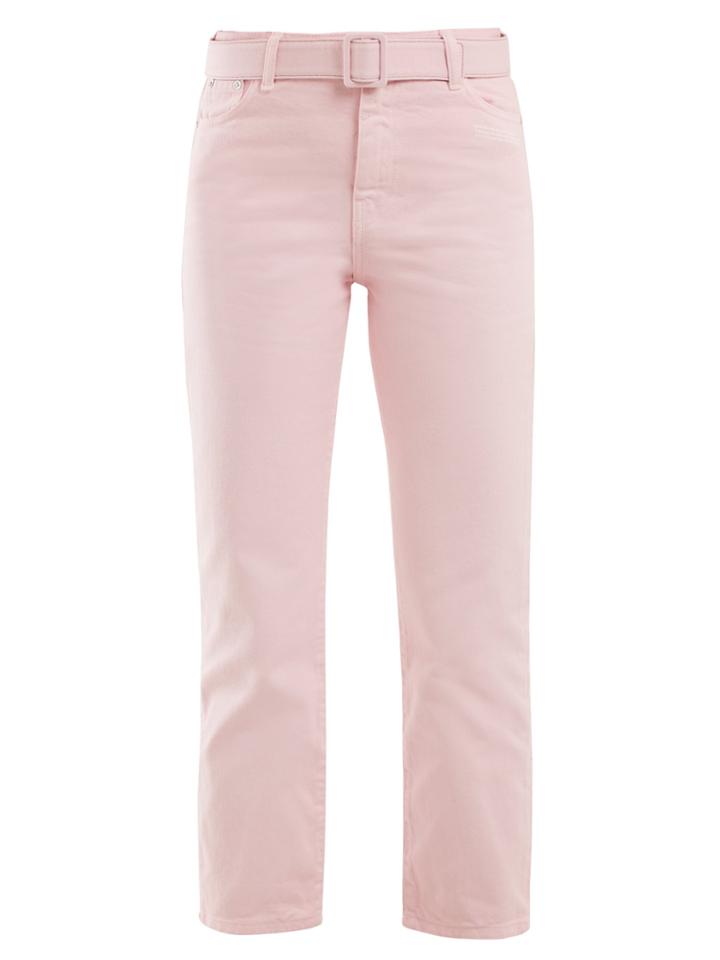 Off-white Belted Straight-leg Cropped Jeans