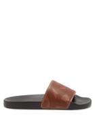 Matchesfashion.com Burberry - Tb-logo Perforated Leather Slides - Mens - Black Brown