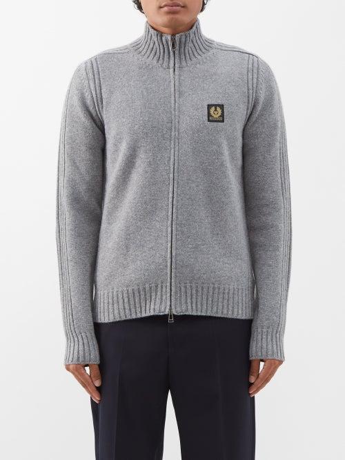 Belstaff - Watch Zip-up Logo-patch Cardigan - Mens - Grey