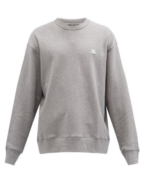 Mens Rtw Acne Studios - Fonbar Face-appliqu Cotton-jersey Sweatshirt - Mens - Light Grey