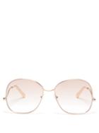 Matchesfashion.com Chlo - Willis Square Metal Sunglasses - Womens - Light Pink