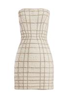 Matchesfashion.com Balmain - Crystal Web Embellished Tweed Mini Dress - Womens - White Silver