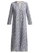 Matchesfashion.com Le Sirenuse, Positano - Vanessa Moleculay Print Cotton Kaftan - Womens - Blue Print