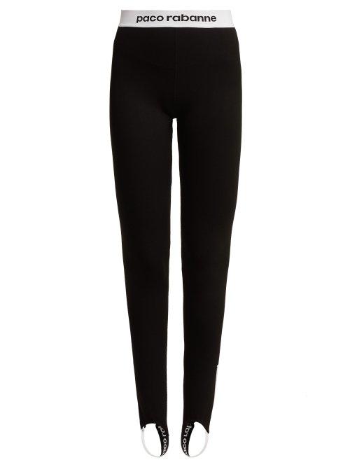 Matchesfashion.com Paco Rabanne - Bodyline Logo Jacquard Stirrup Leggings - Womens - Black