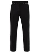Matchesfashion.com Fendi - Floral-print Piped Wool-blend Trousers - Mens - Black