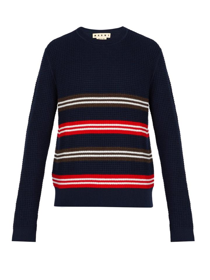 Marni Crew-neck Striped Wool-blend Sweater