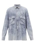 Matchesfashion.com Rochas - Marble-dyed Silk Shirt - Mens - Blue Multi