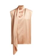 Matchesfashion.com Joseph - Birley Draped Satin Crepe Blouse - Womens - Pink