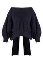 Matchesfashion.com Palmer//harding - Open Back Flocked Cotton Sweater - Womens - Navy