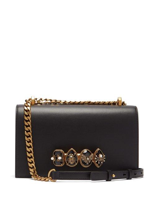 Matchesfashion.com Alexander Mcqueen - Jewelled Leather Shoulder Bag - Womens - Black