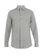 Brioni Single-cuff Micro-checked Cotton Shirt