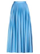 Matchesfashion.com Maison Margiela - Reflective Pleated Crepe Midi Skirt - Womens - Blue