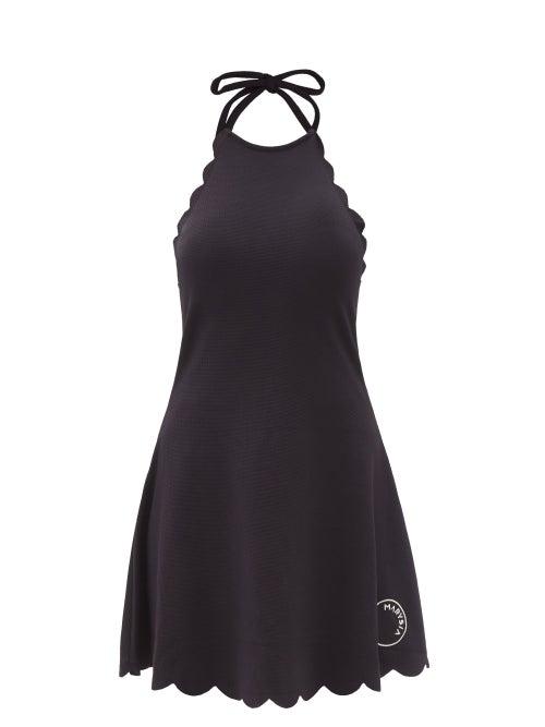 Ladies Activewear Marysia Sport - Bianca Scalloped-edge Halterneck Dress - Womens - Black