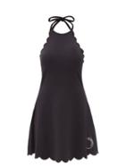 Ladies Activewear Marysia Sport - Bianca Scalloped-edge Halterneck Dress - Womens - Black