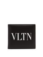 Matchesfashion.com Valentino - Vltn Logo Print Bi Fold Leather Wallet - Mens - Black White
