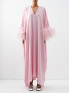 Taller Marmo - Gala Feather-cuff Crepe Kaftan Gown - Womens - Light Pink