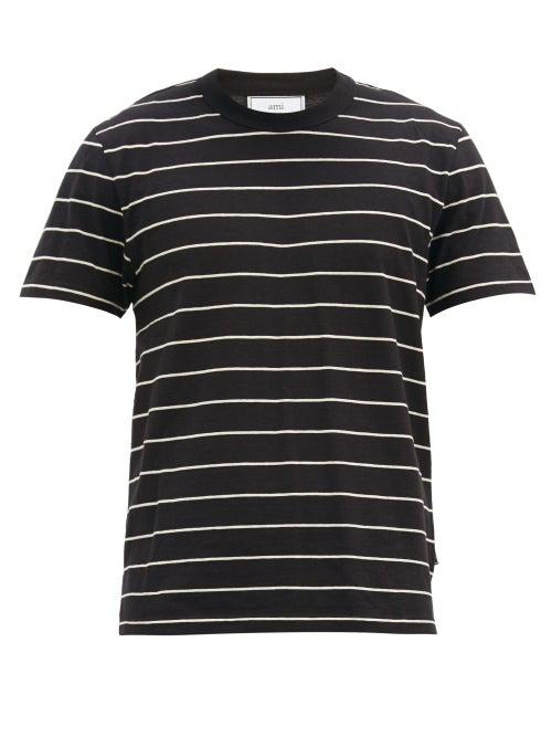 Matchesfashion.com Ami - Striped Cotton-jersey T-shirt - Mens - Black White