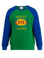 Matchesfashion.com Gucci - Logo Print Cotton Jersey Sweatshirt - Mens - Green Multi